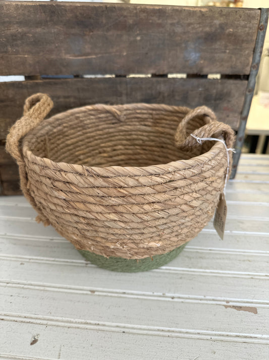 Woven basket with handles