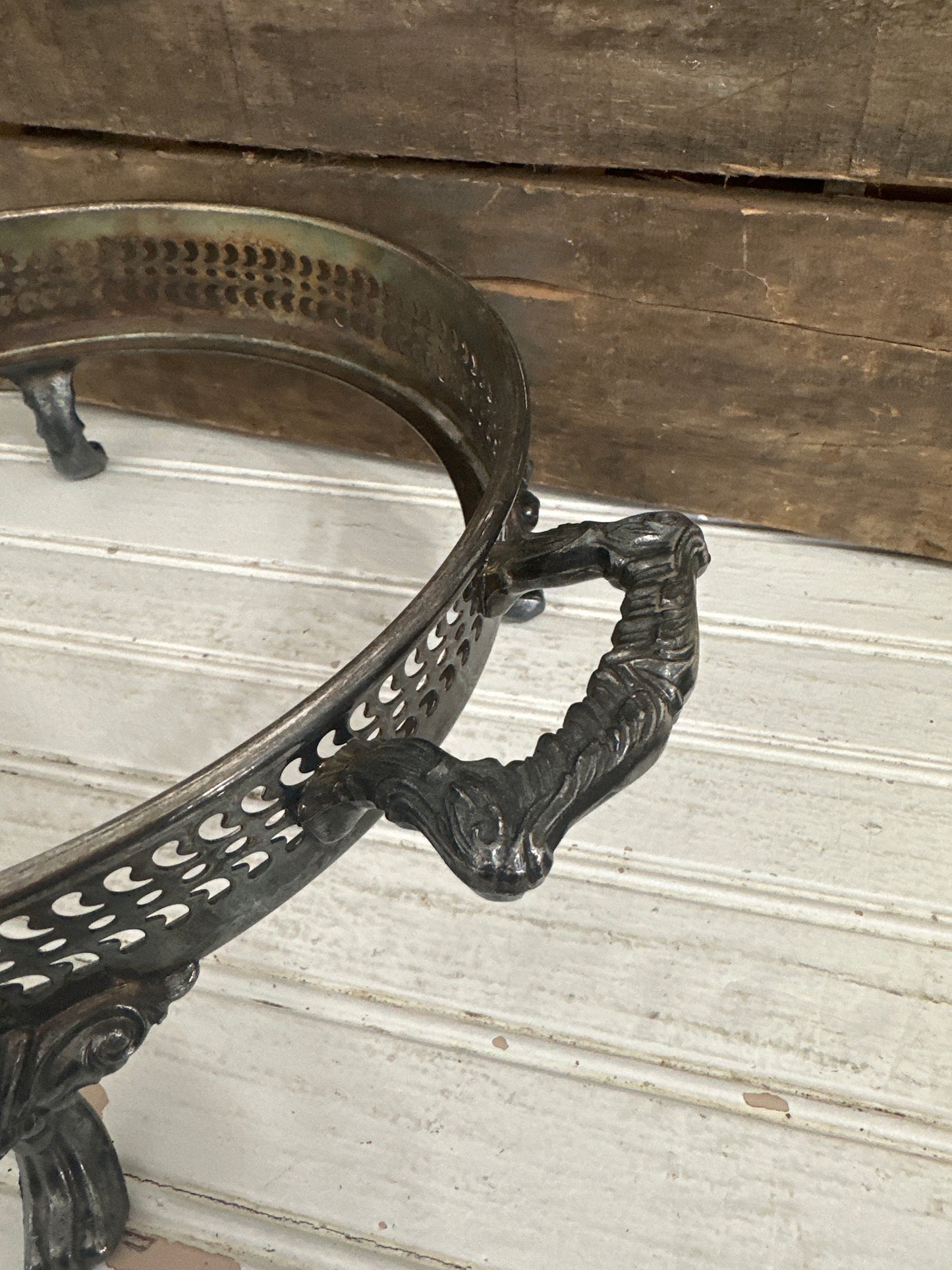 Silver plate casserole dish holder