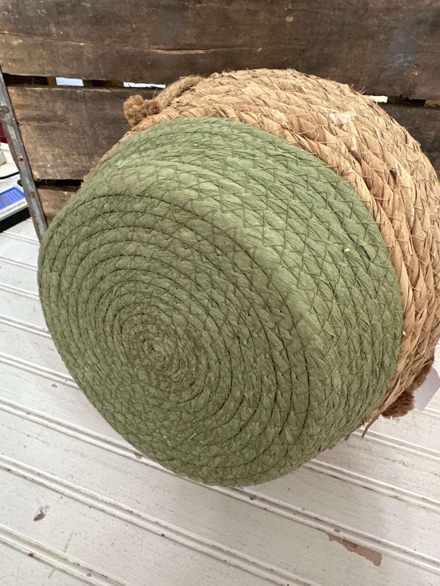 Woven basket with handles