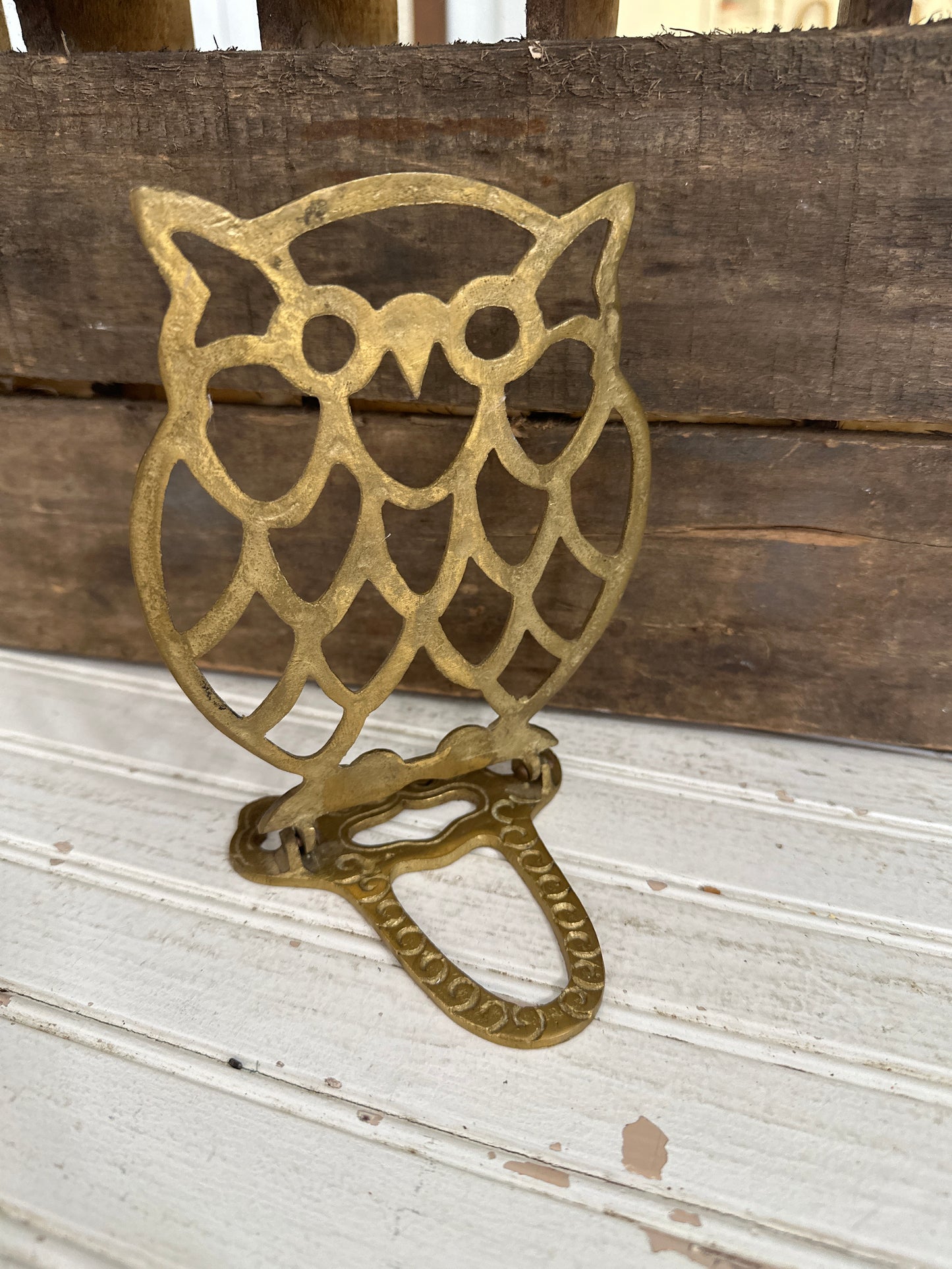 Brass Owl folding bookend