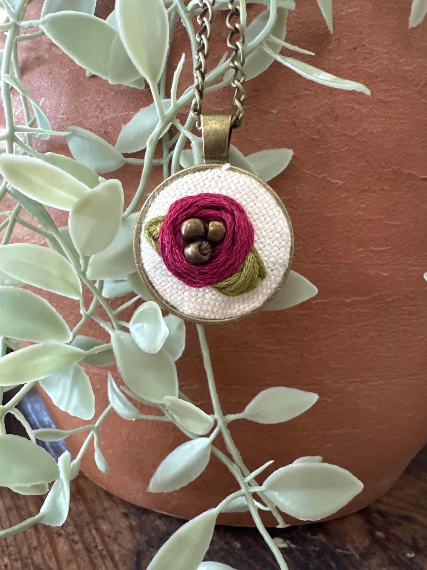 Handcrafted necklace- round floral