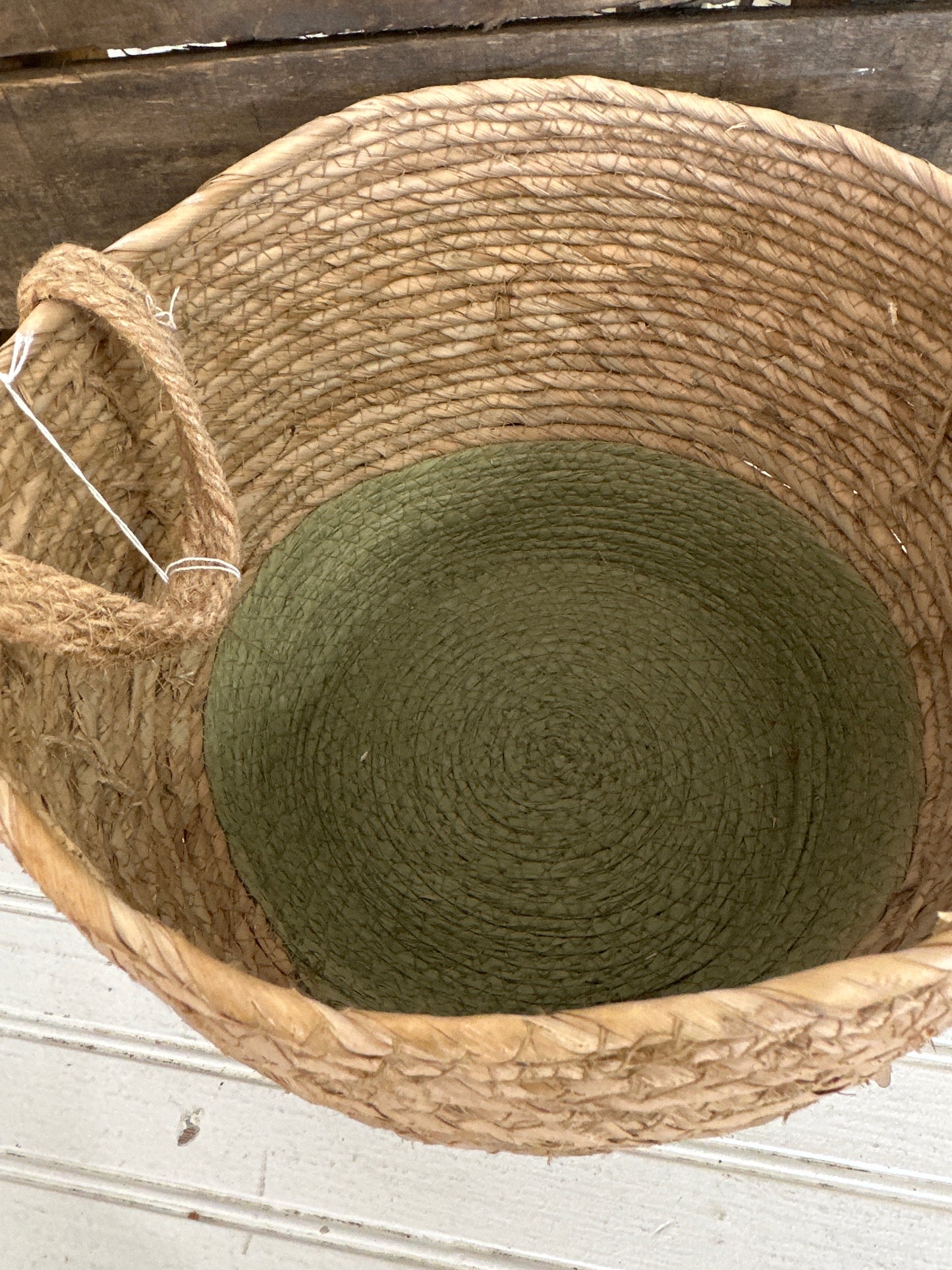 Woven basket with handles- large