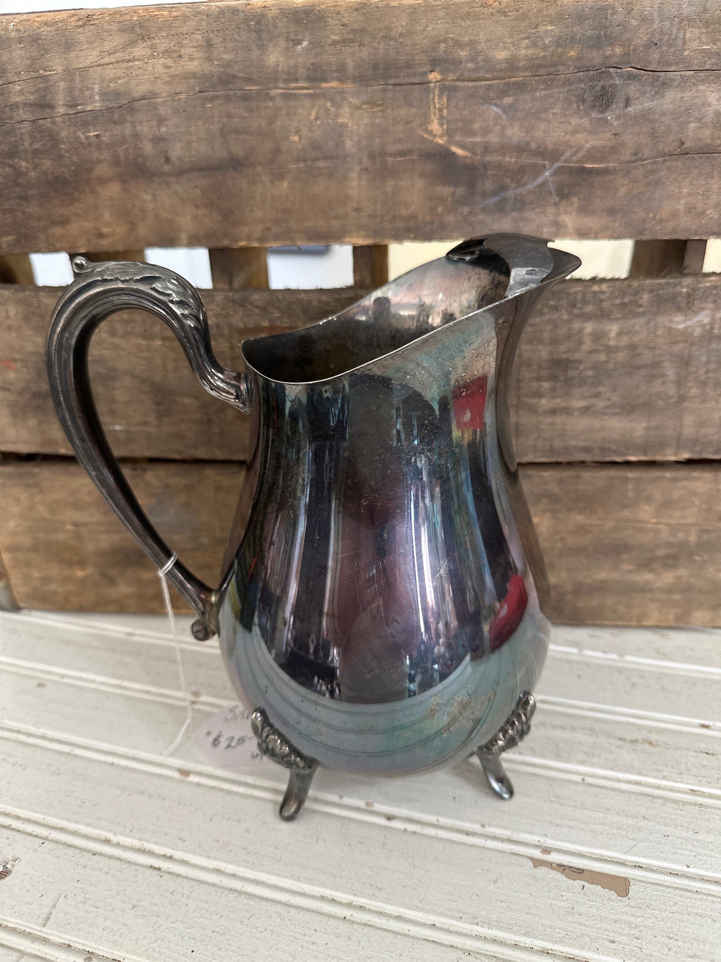 Silver plated Water pitcher with ice lip