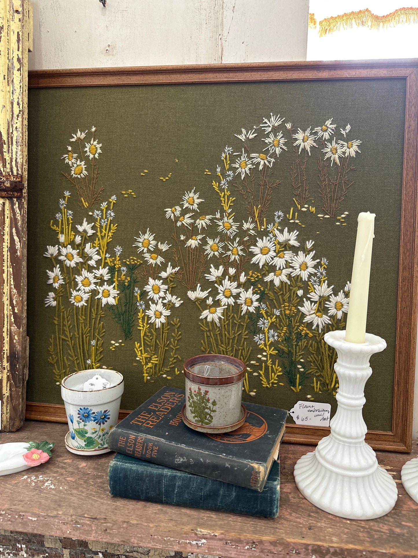Reserved for Julie B. Floral embroidered wall art-local pickup only
