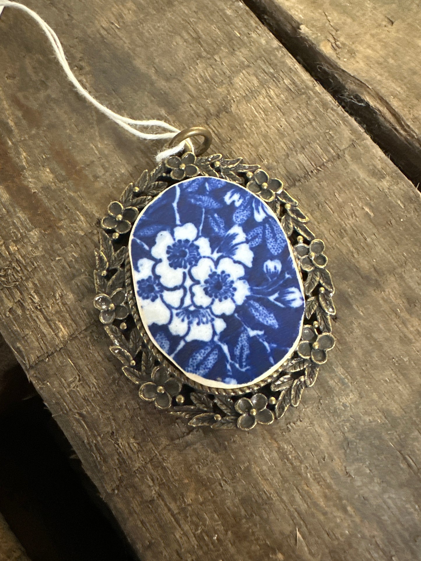 Repurposed Vtg. dish pendant