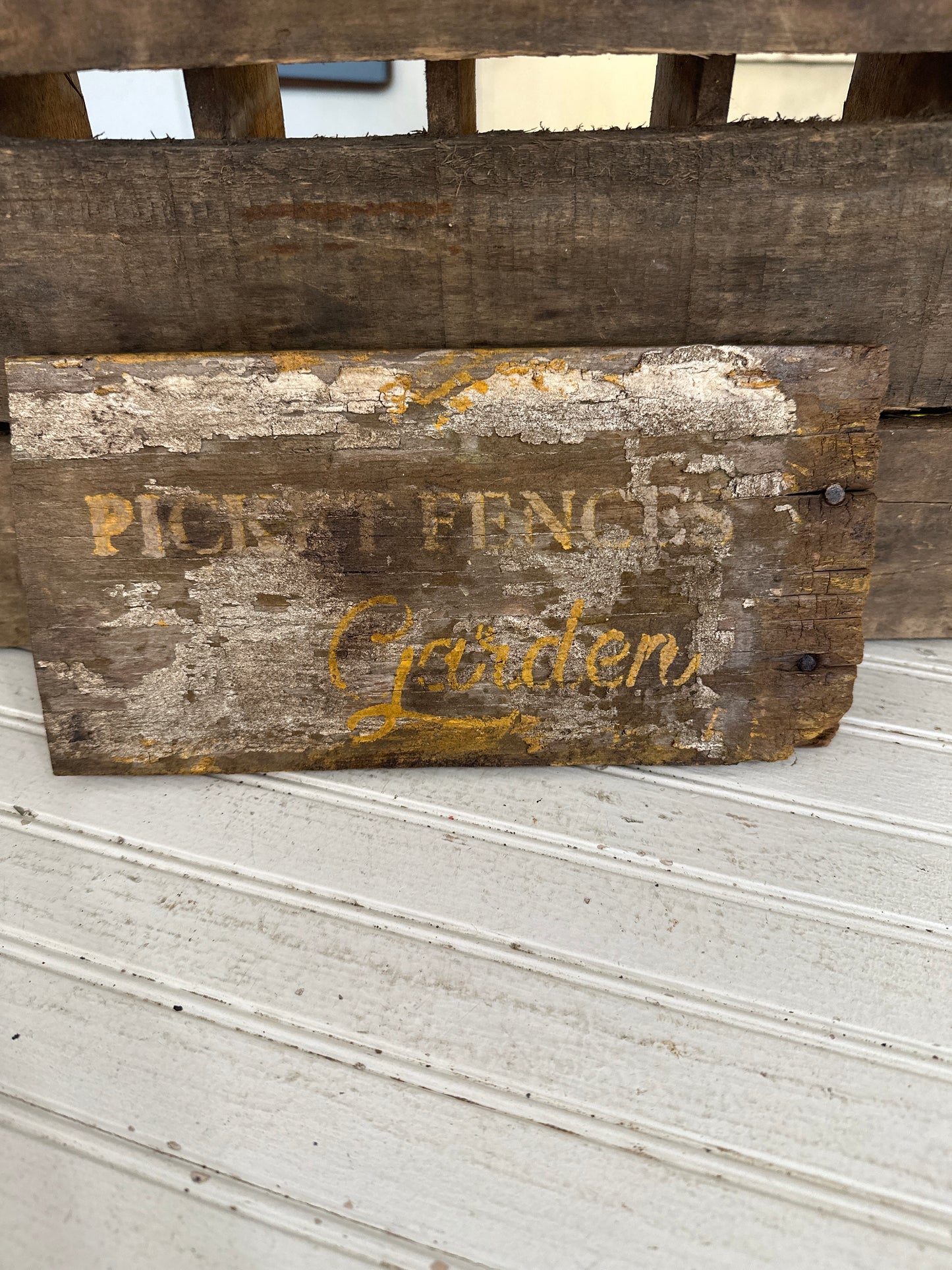 Handmade wood sign -picket fences/garden