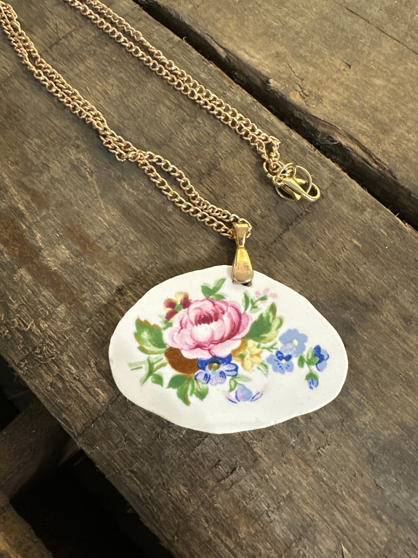 Repurposed Vtg. Dish necklace