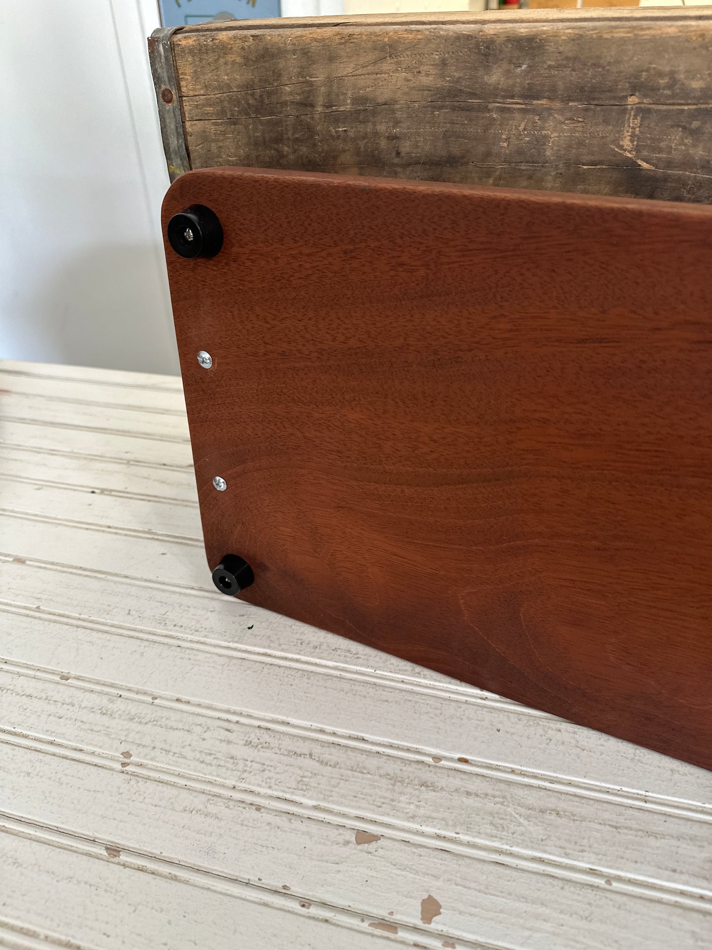 Handmade Charcuterie tray with vintage metal handles, also footed- local pickup only
