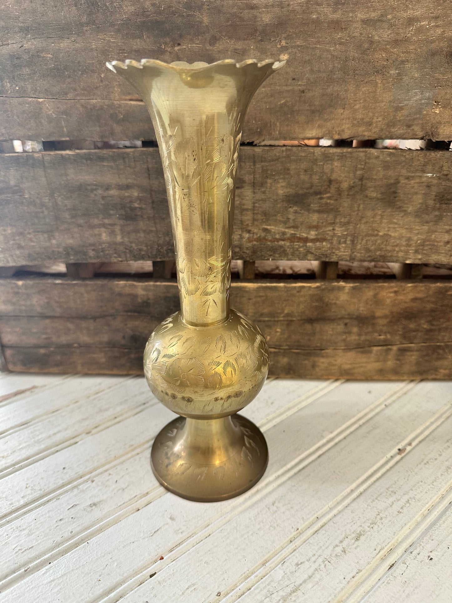 Brass Etched Vase