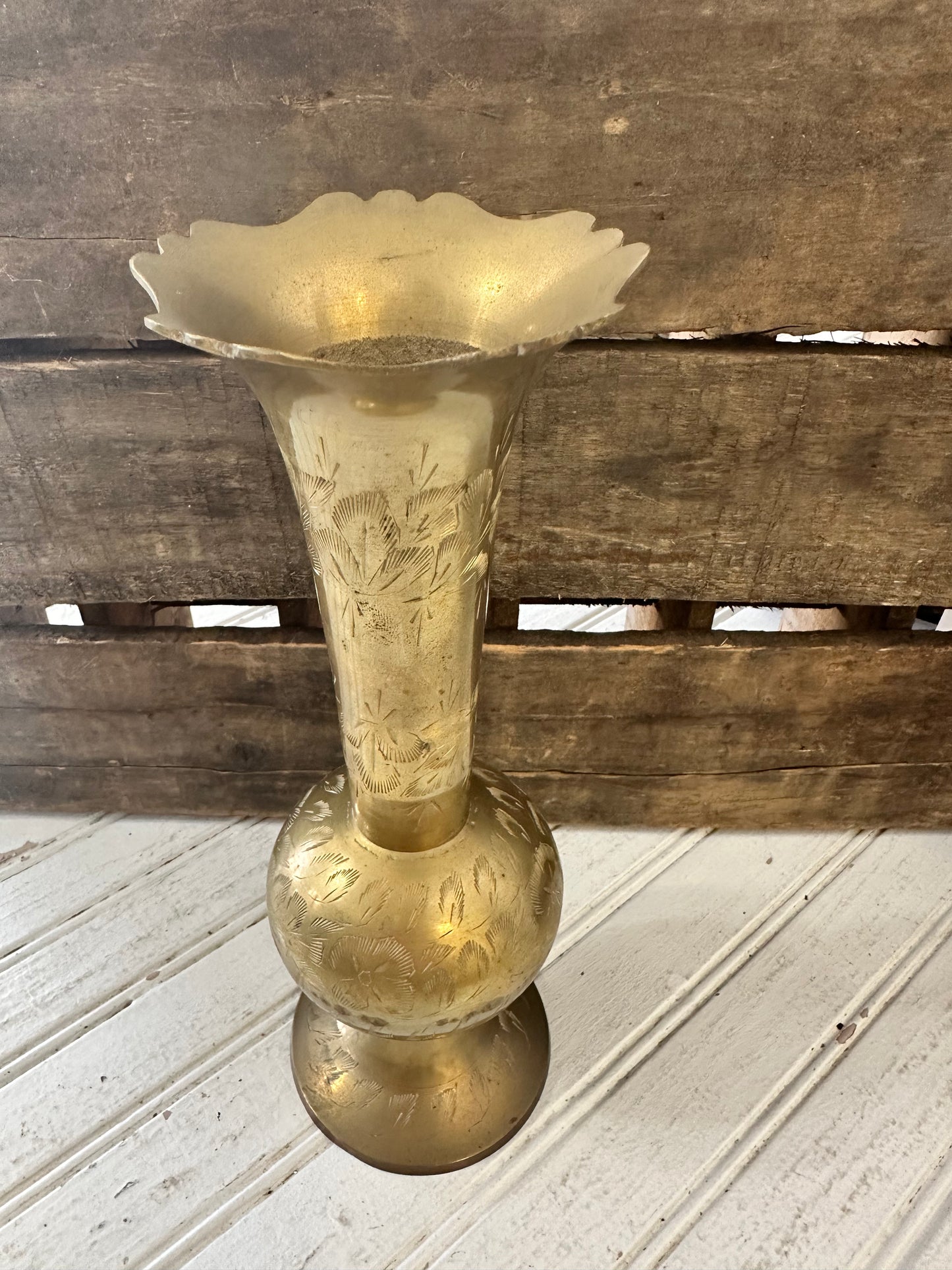 Brass Etched Vase
