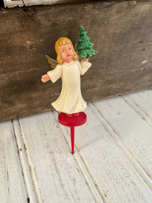 Angel with Christmas tree cake/cupcake pick