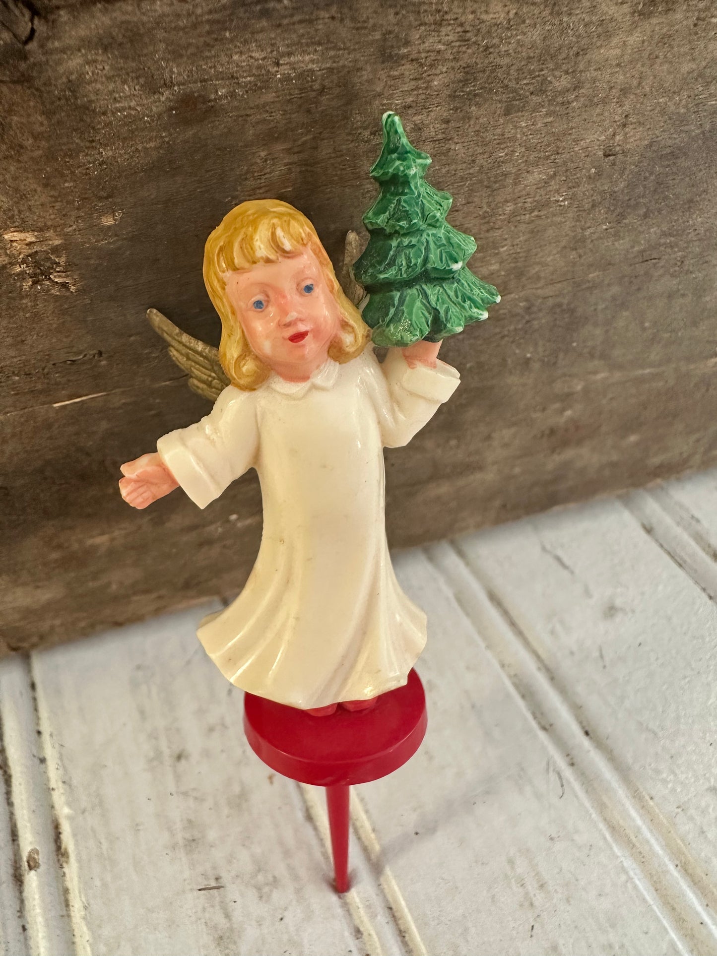 Angel with Christmas tree cake/cupcake pick