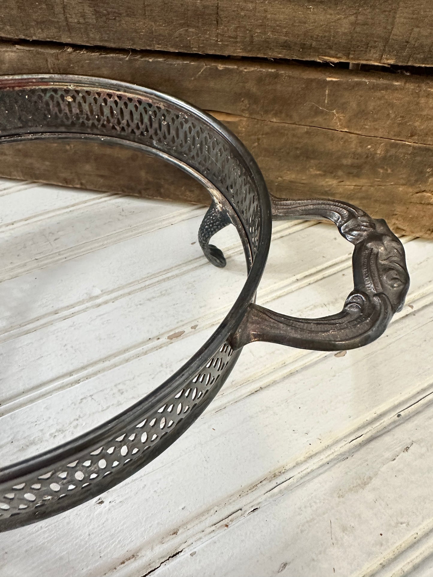 Silver Plate round casserole dish holder