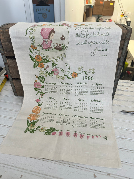 1986 Cloth Wall Calendar