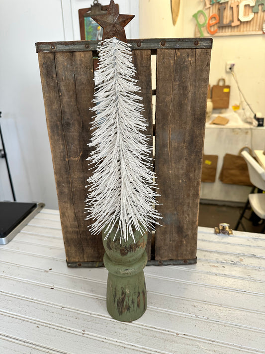 Bottle Brush Tree w/Vtg spindle base
