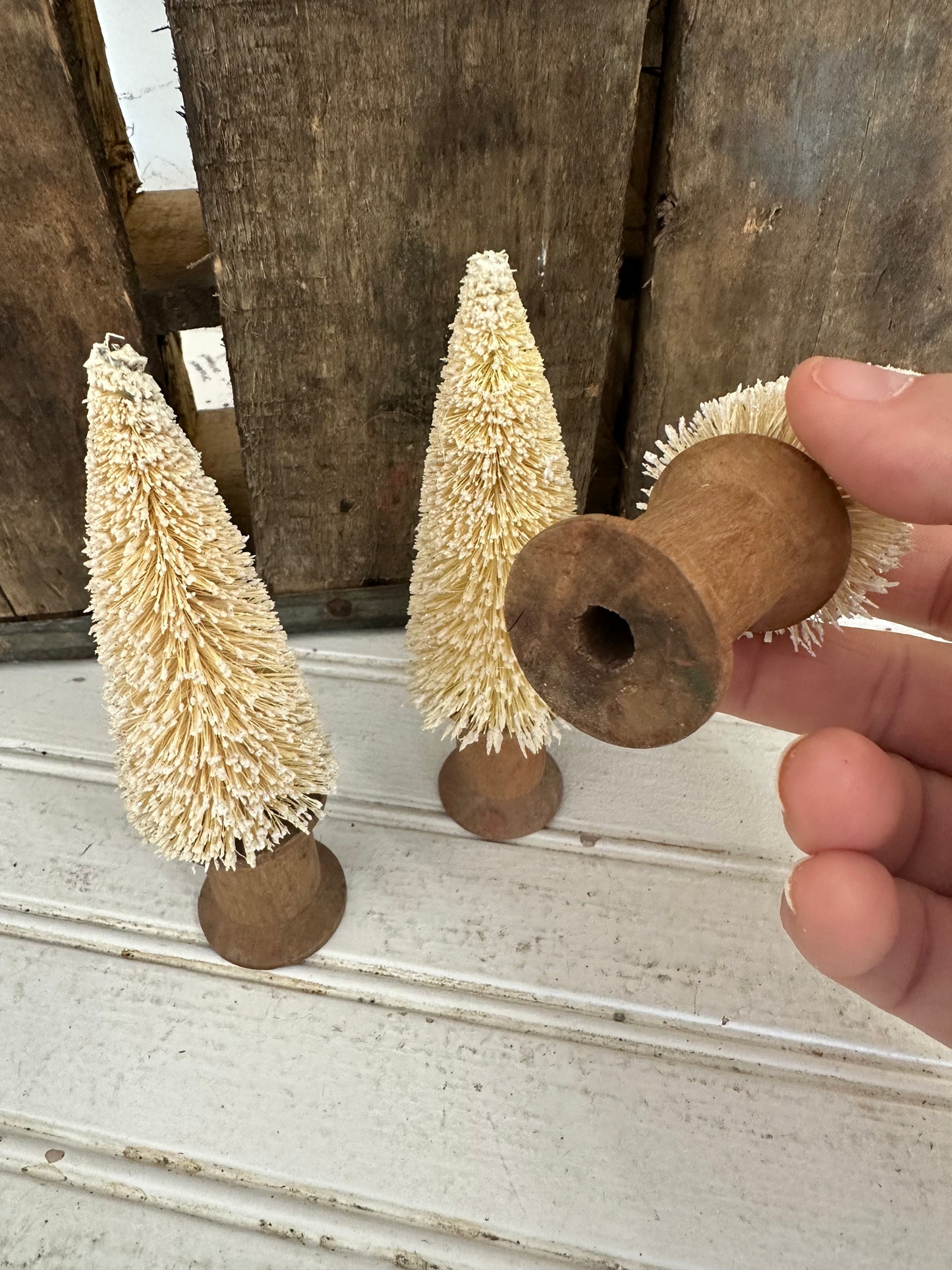 Vintage Spool bottle brush trees