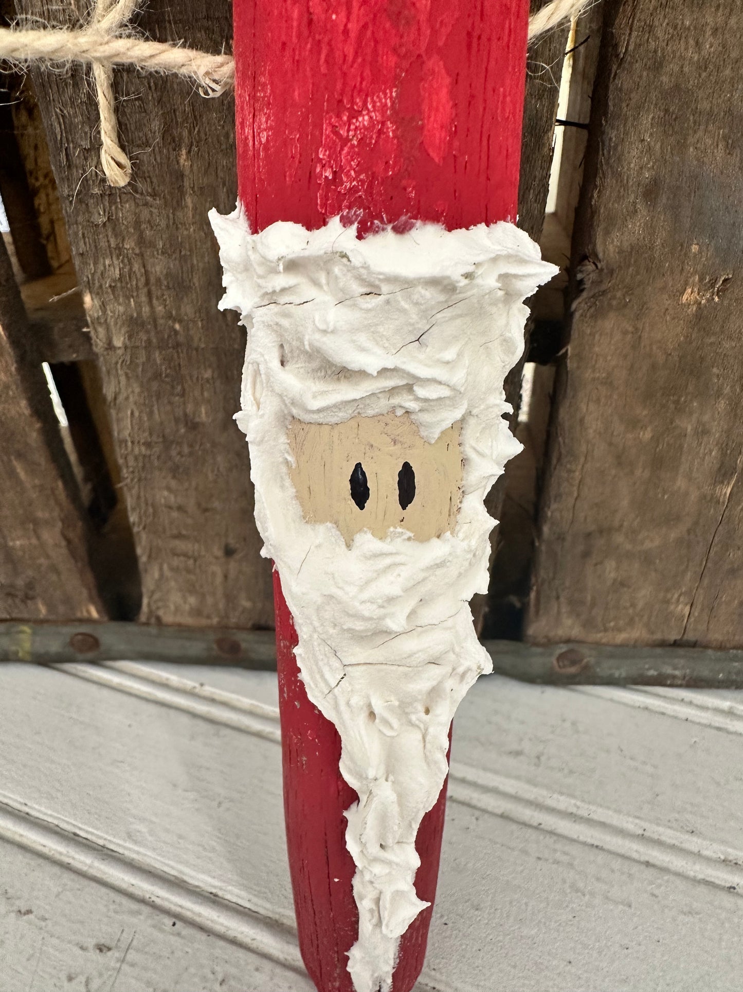 Vintage Stool Foot Santa ornament