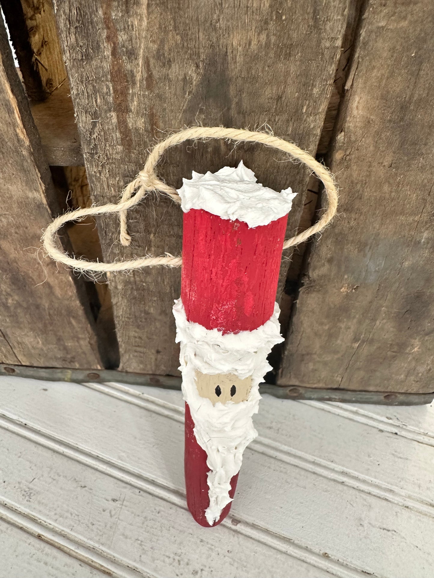 Vintage Stool Foot Santa ornament