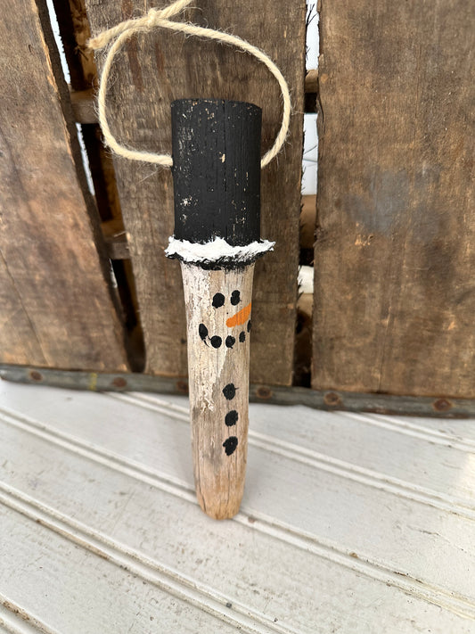 Vintage Stool Foot Snowman ornament