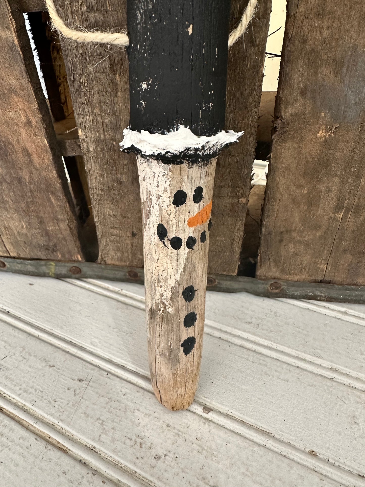 Vintage Stool Foot Snowman ornament