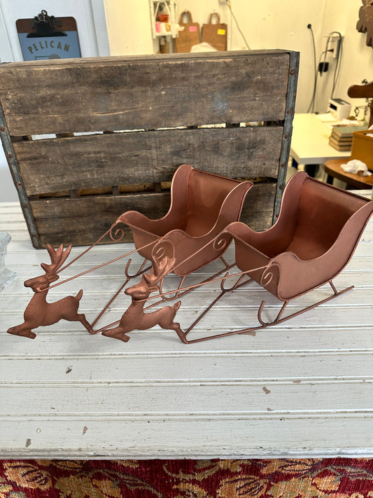 Rustic Tabletop Reindeer & Sleigh