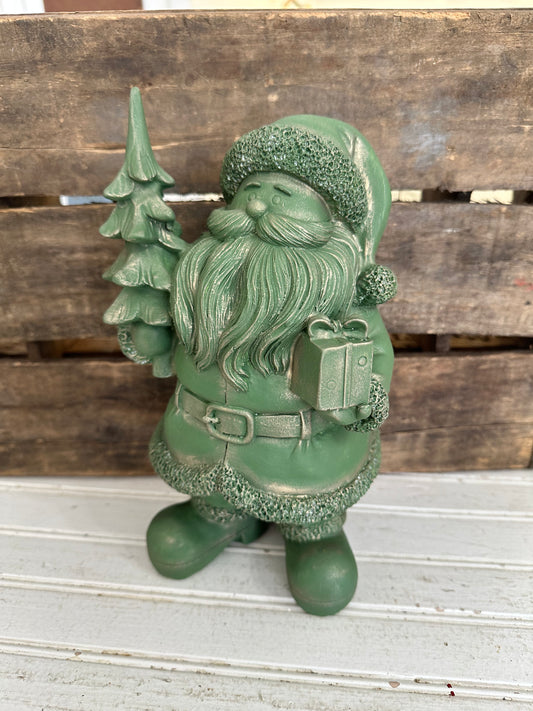 Santa- chalk painted- green