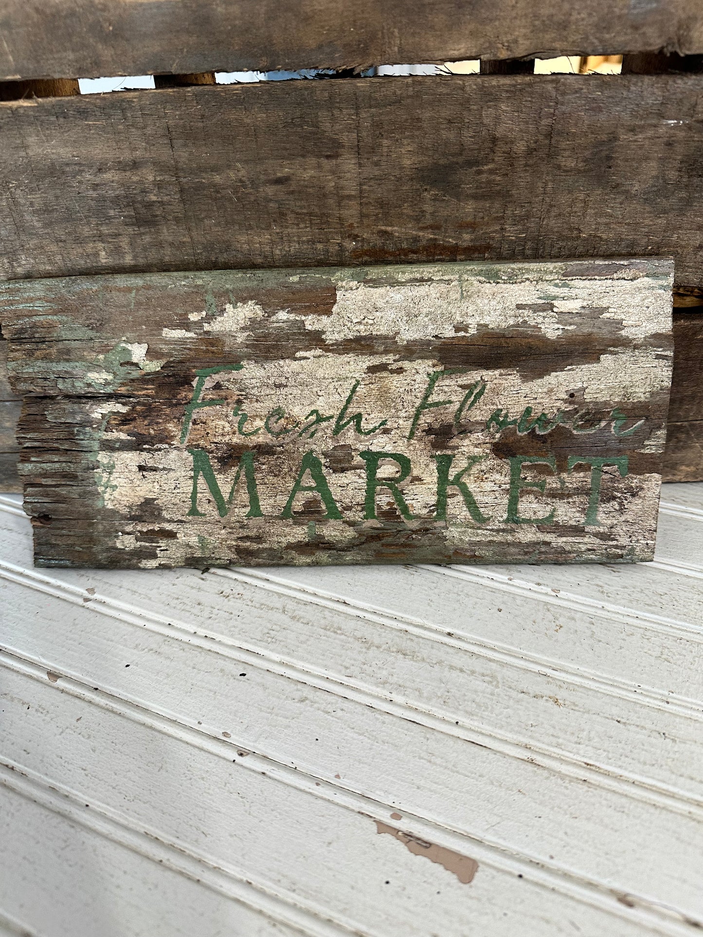 Handmade wood sign-fresh flower market