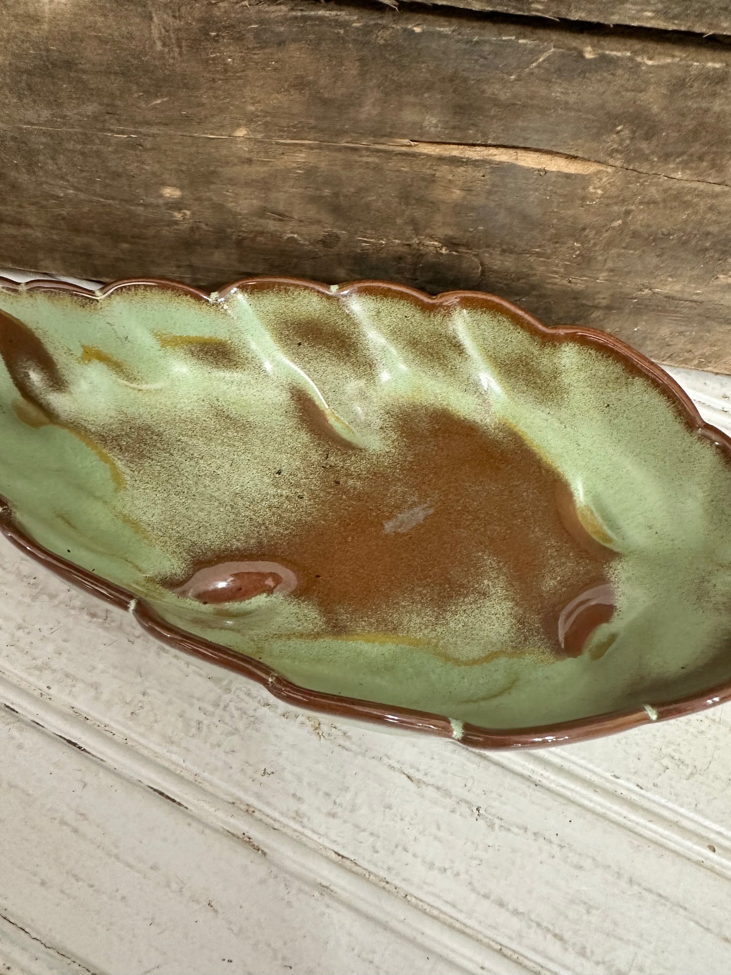 Frankoma leaf trinket dish