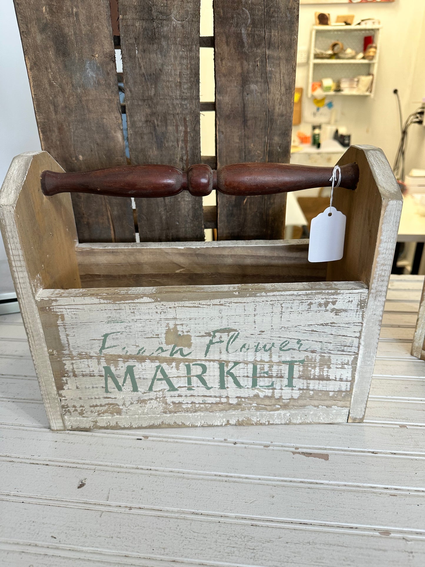 Handmade Wooden Tote-fresh flower market