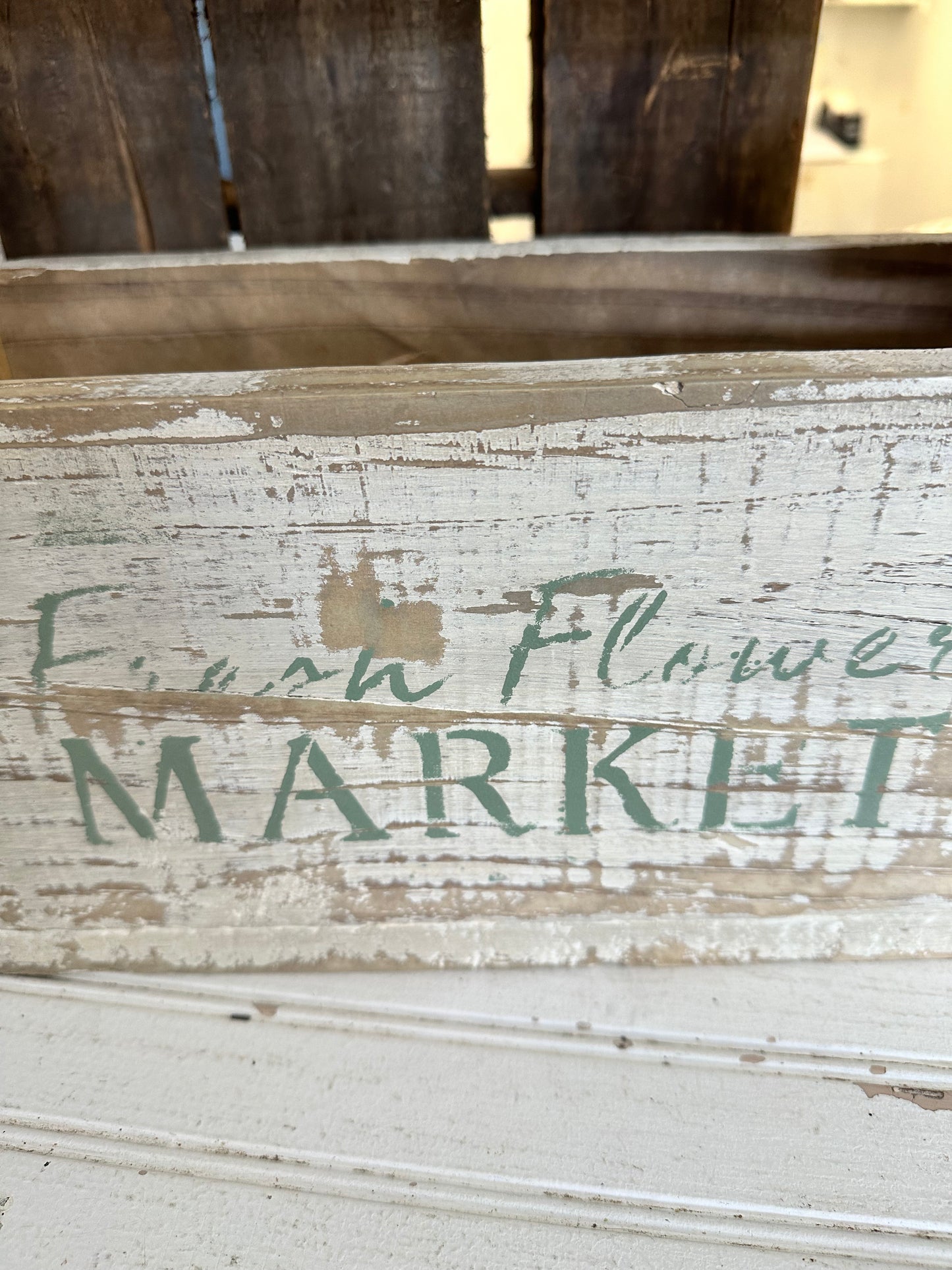 Handmade Wooden Tote-fresh flower market
