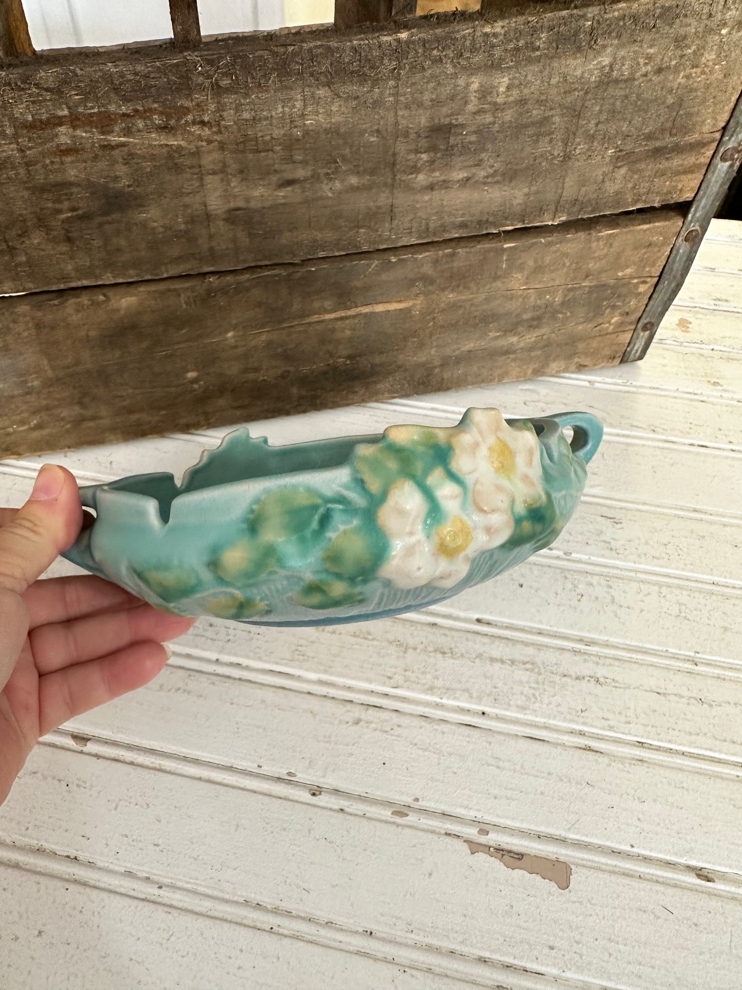 Roseville Art Pottery-white rose