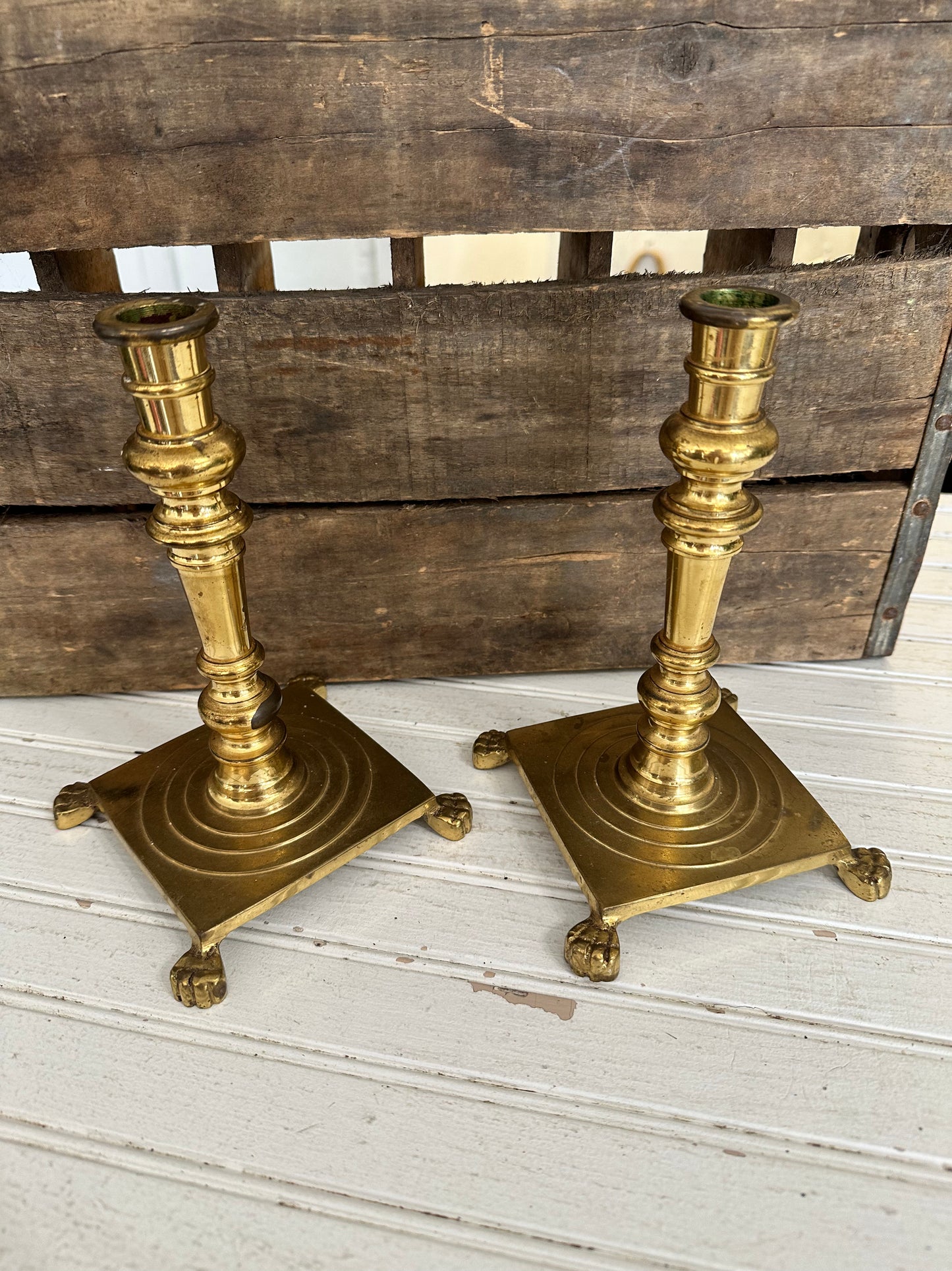 Brass candlesticks-Hollywood Regency