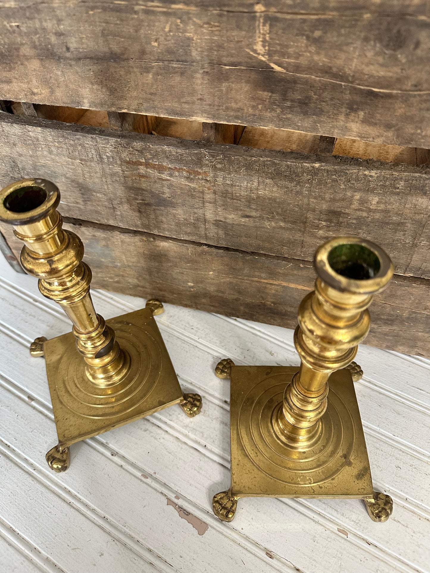 Brass candlesticks-Hollywood Regency