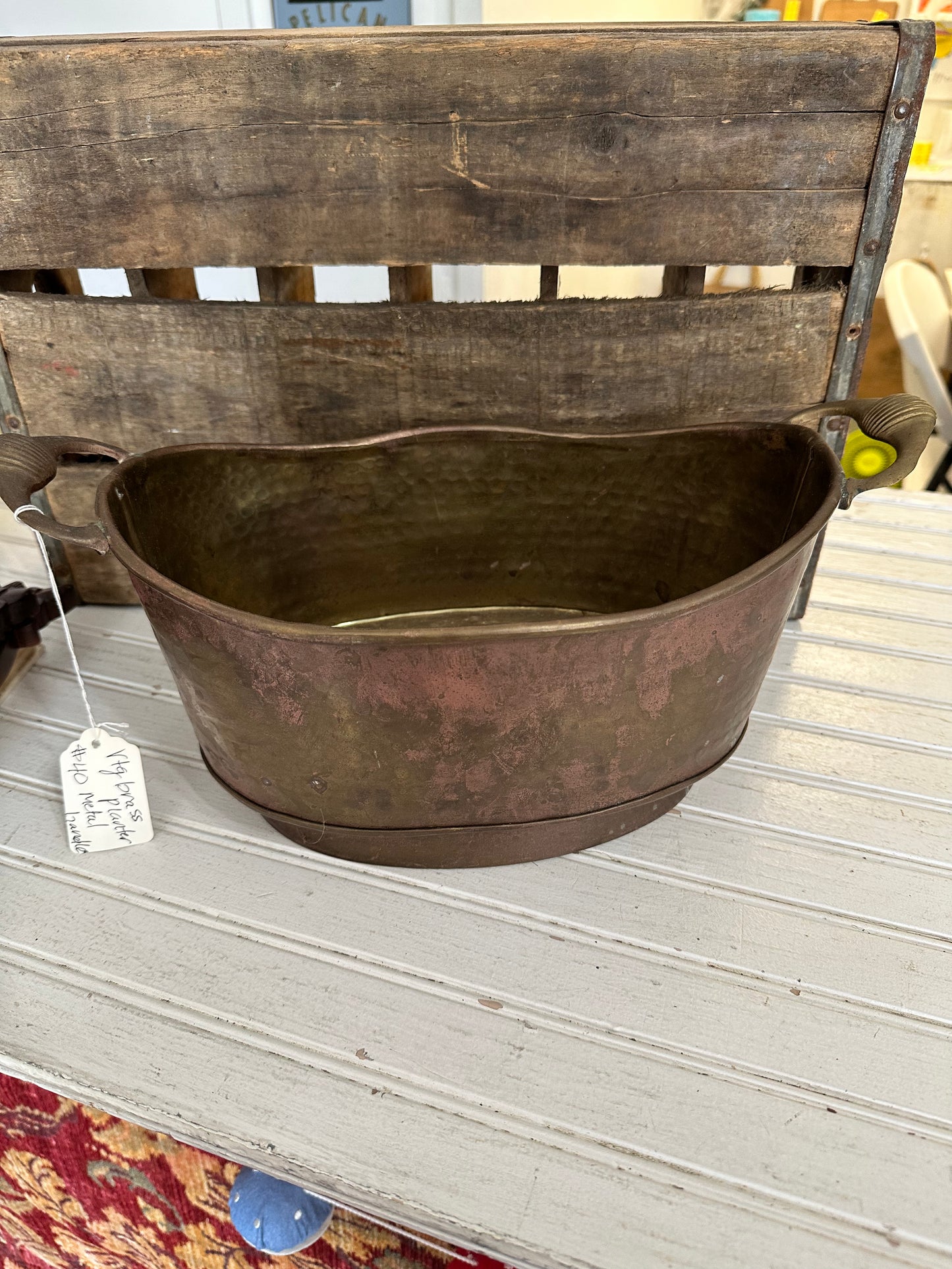 Brass planter-oval-handles