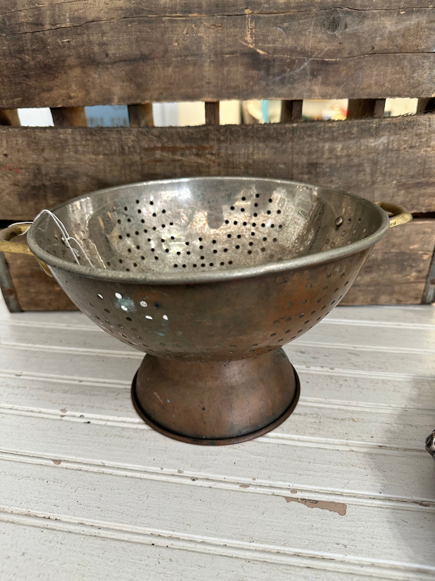Brass handled Copper colander