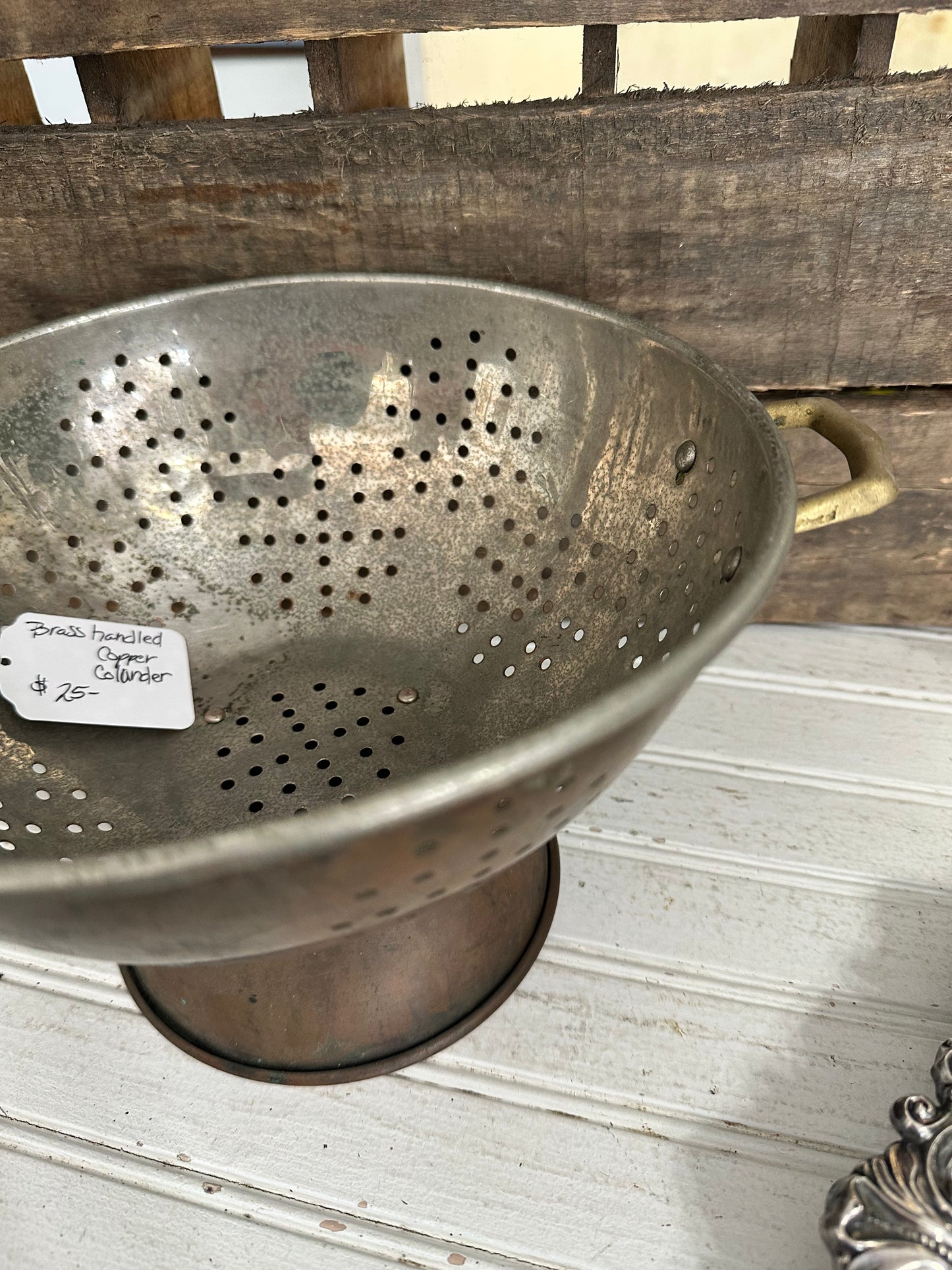 Brass handled Copper colander