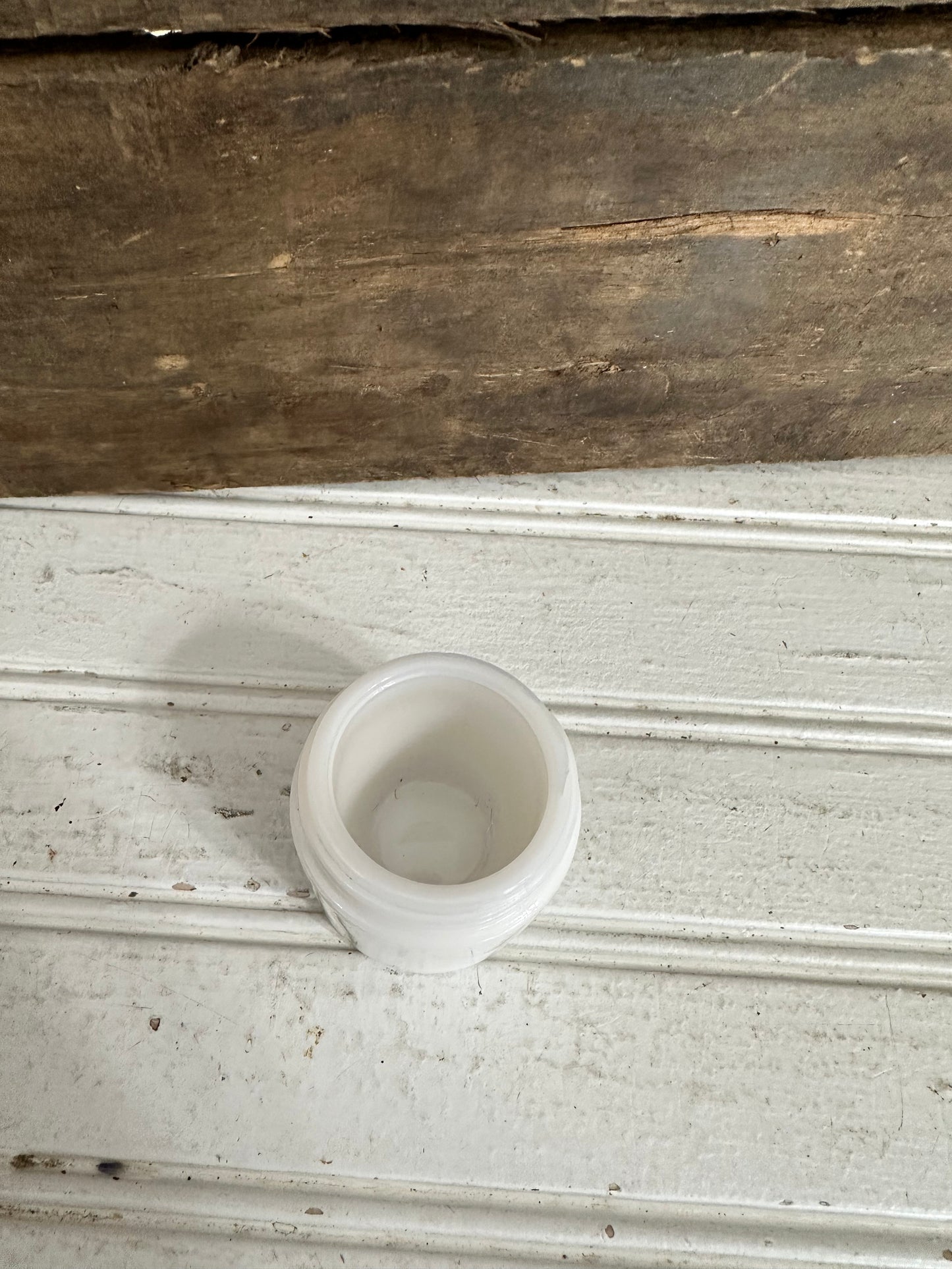 Jergens milk glass jar