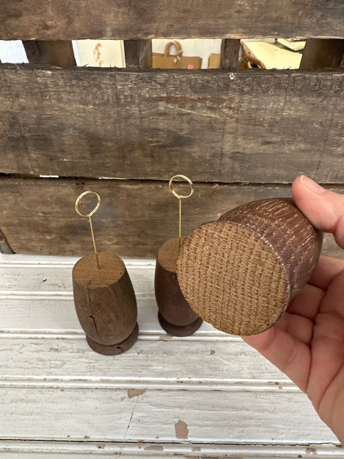 Handmade wooden spindle holder
