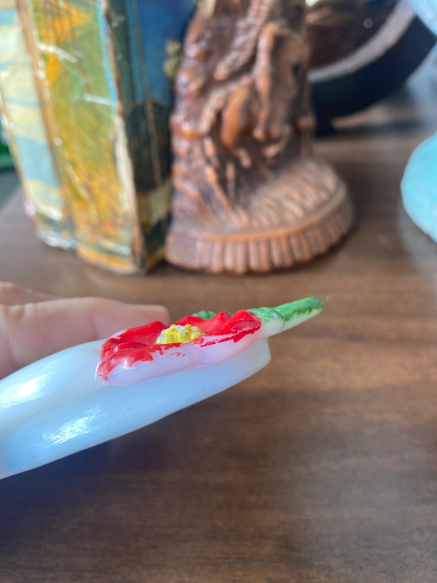 Milk Glass Hand Trinket Dish