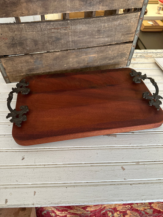 Hand crafted Serving board w/vintage handles- local pickup only