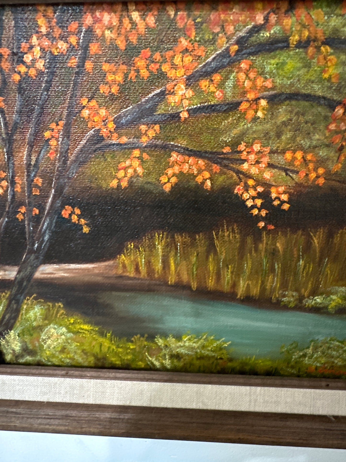 Tree over pond wall art- framed