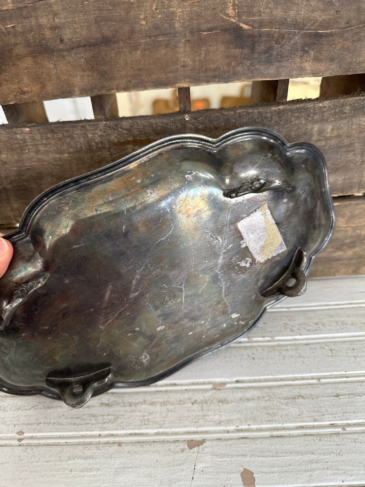 Silver plated tray- footed