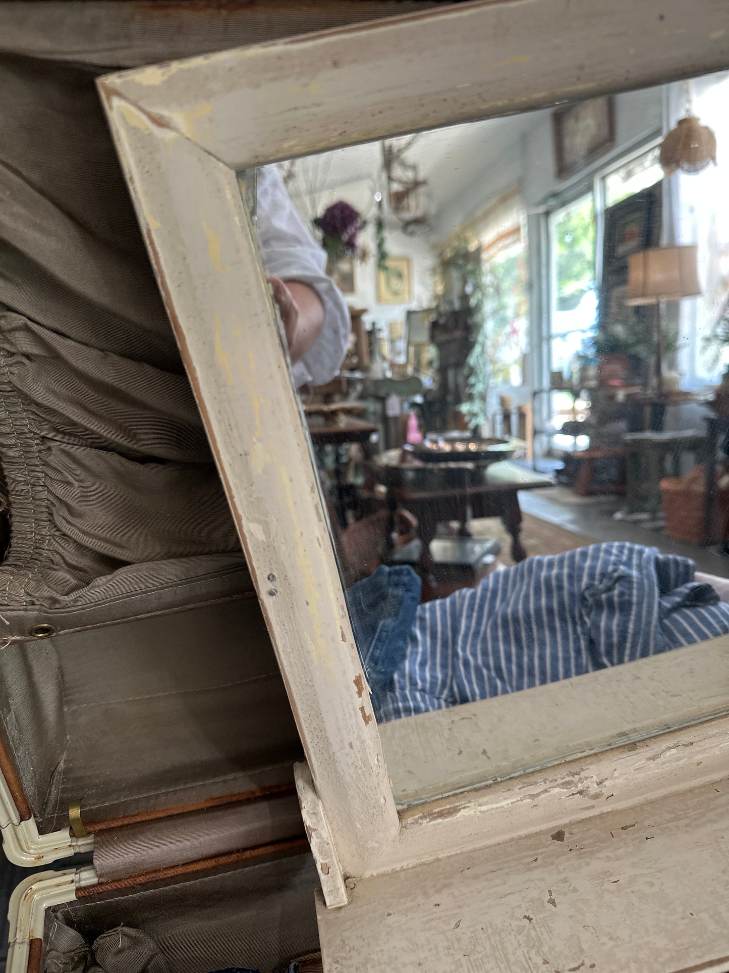 Vintage Wooden Mirror with shelf & towel holder- local pick up only