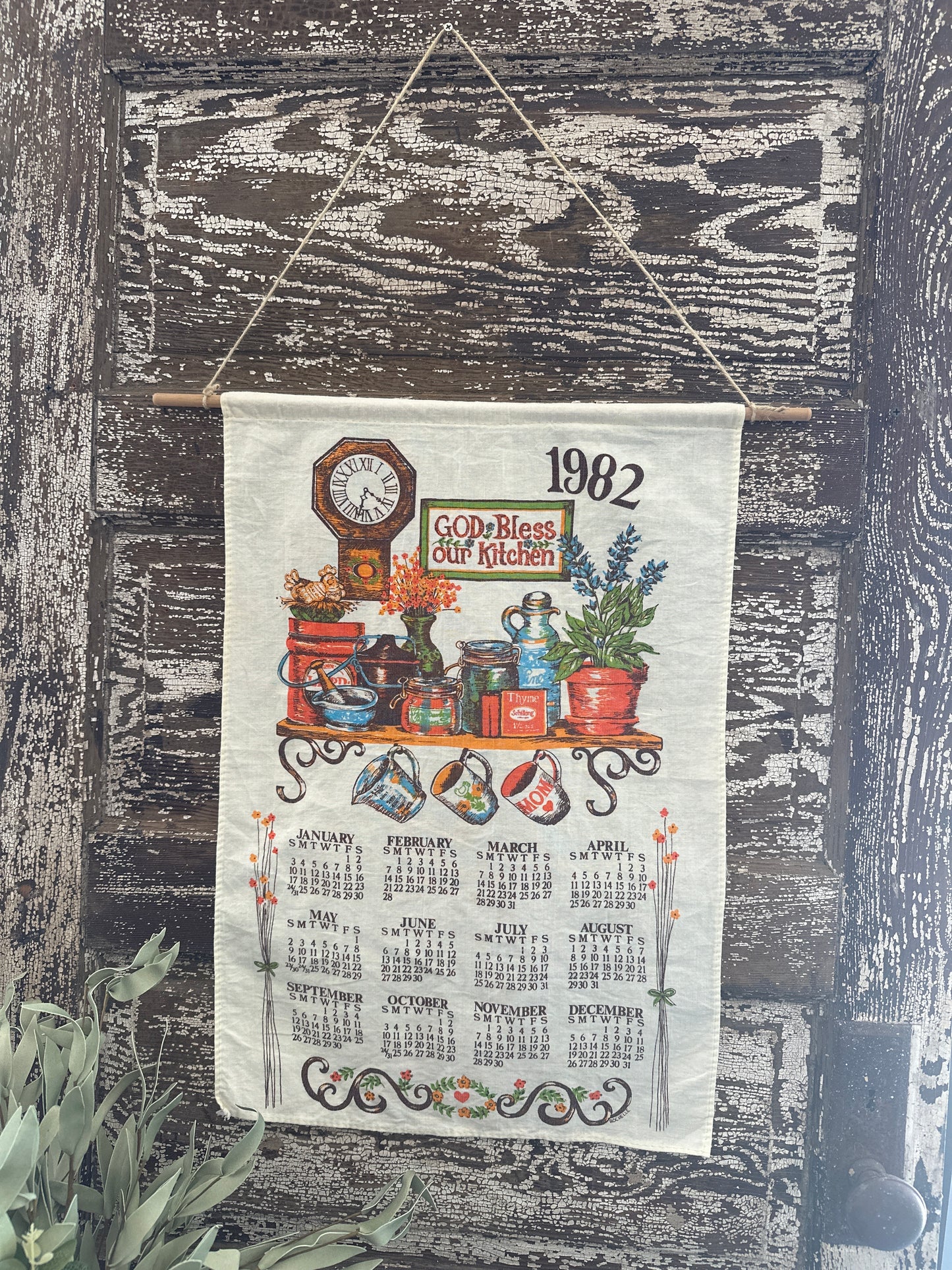 1982 Cloth Hanging Calendar