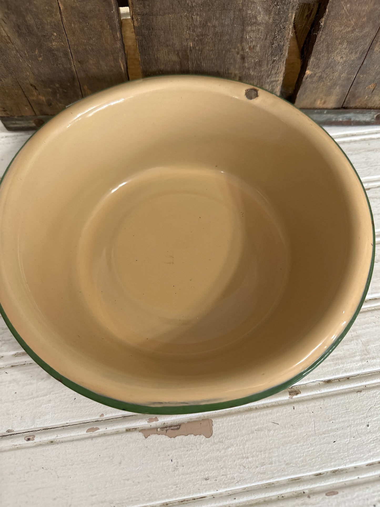 Green striped enamel pan- small
