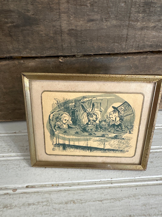 Vintage Alice in Wonderland book page framed in Vintage Metal frame