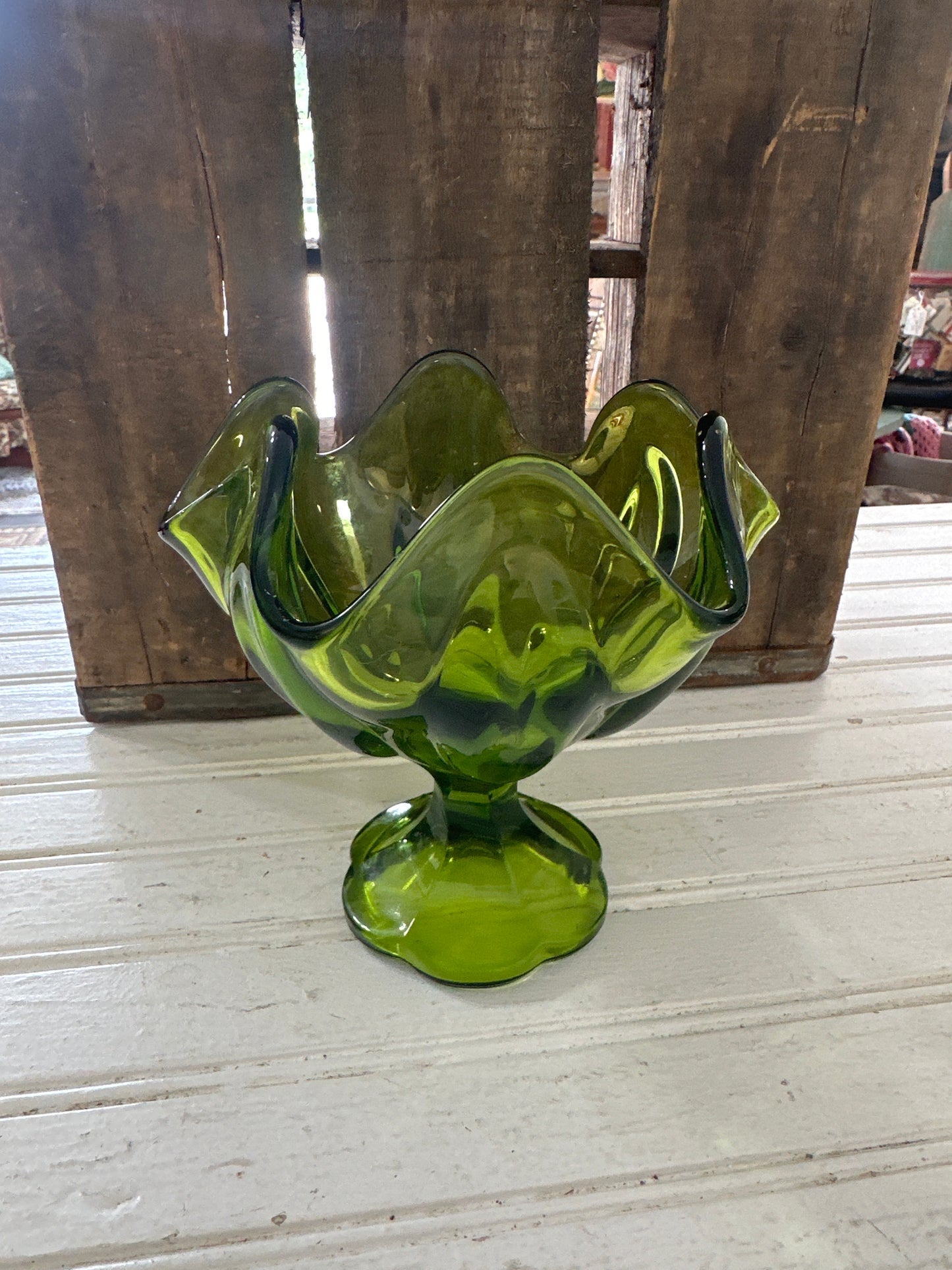 Viking glass pedestal vase