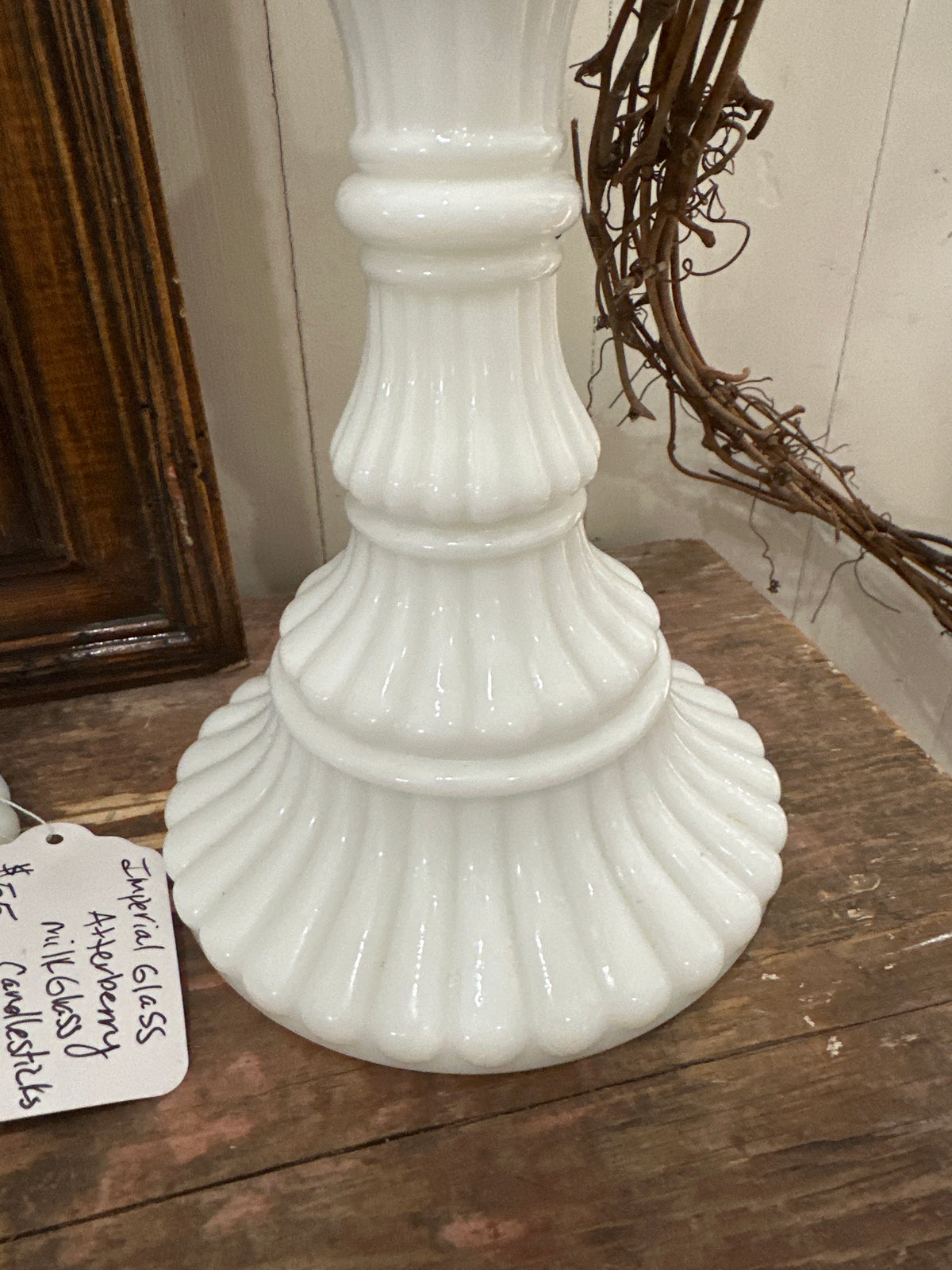 Imperial Glass Atterberry milk glass candlesticks- local pickup only