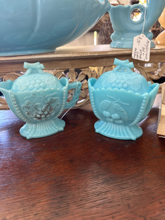 Westmoreland blue milk glass cream & sugar set- local pick up only