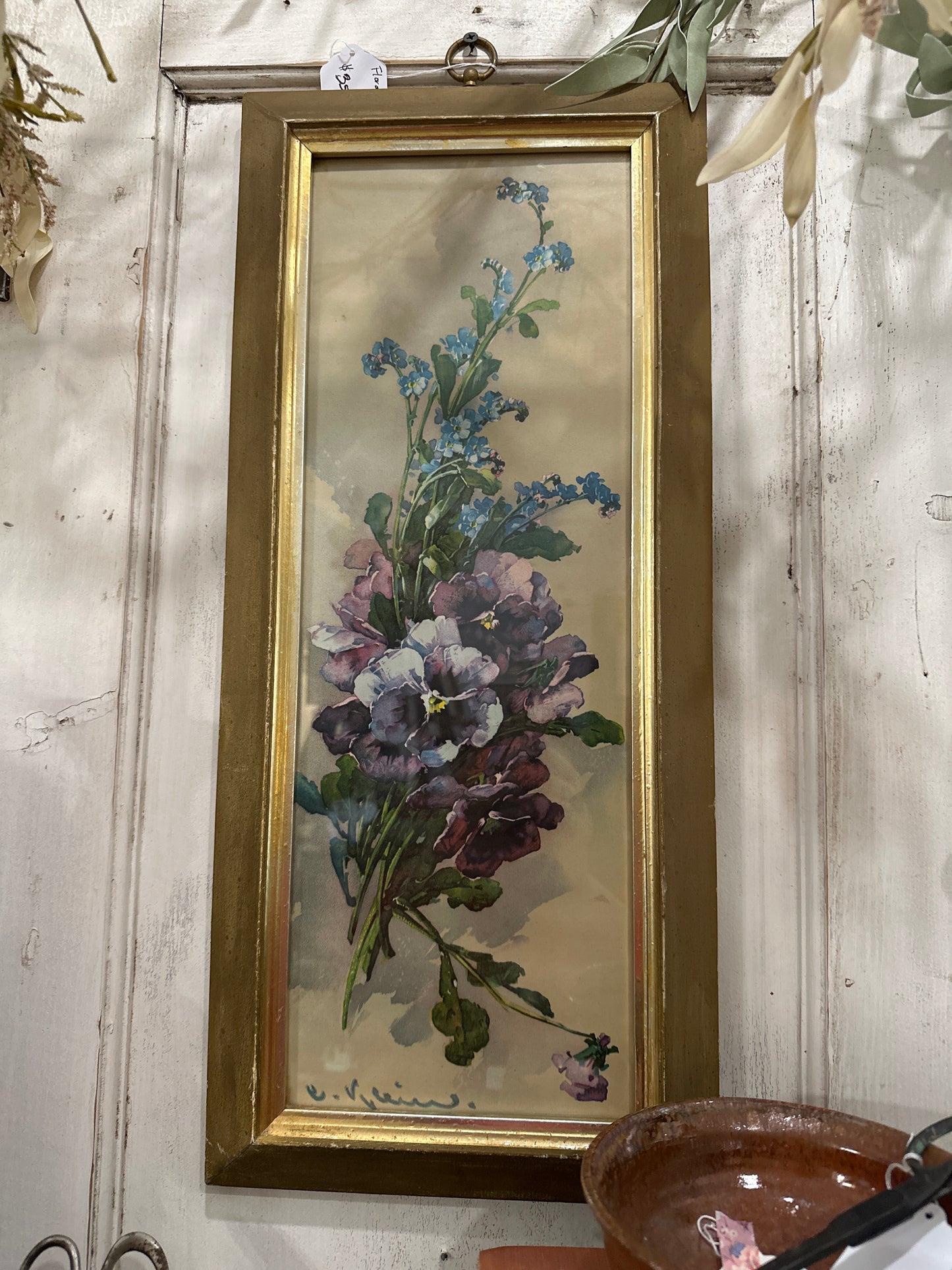 Vintage Wall Art- pansies- local pickup only